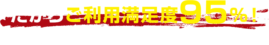 だからご利用満足度95%!リピートでのご利用も続々頂いています